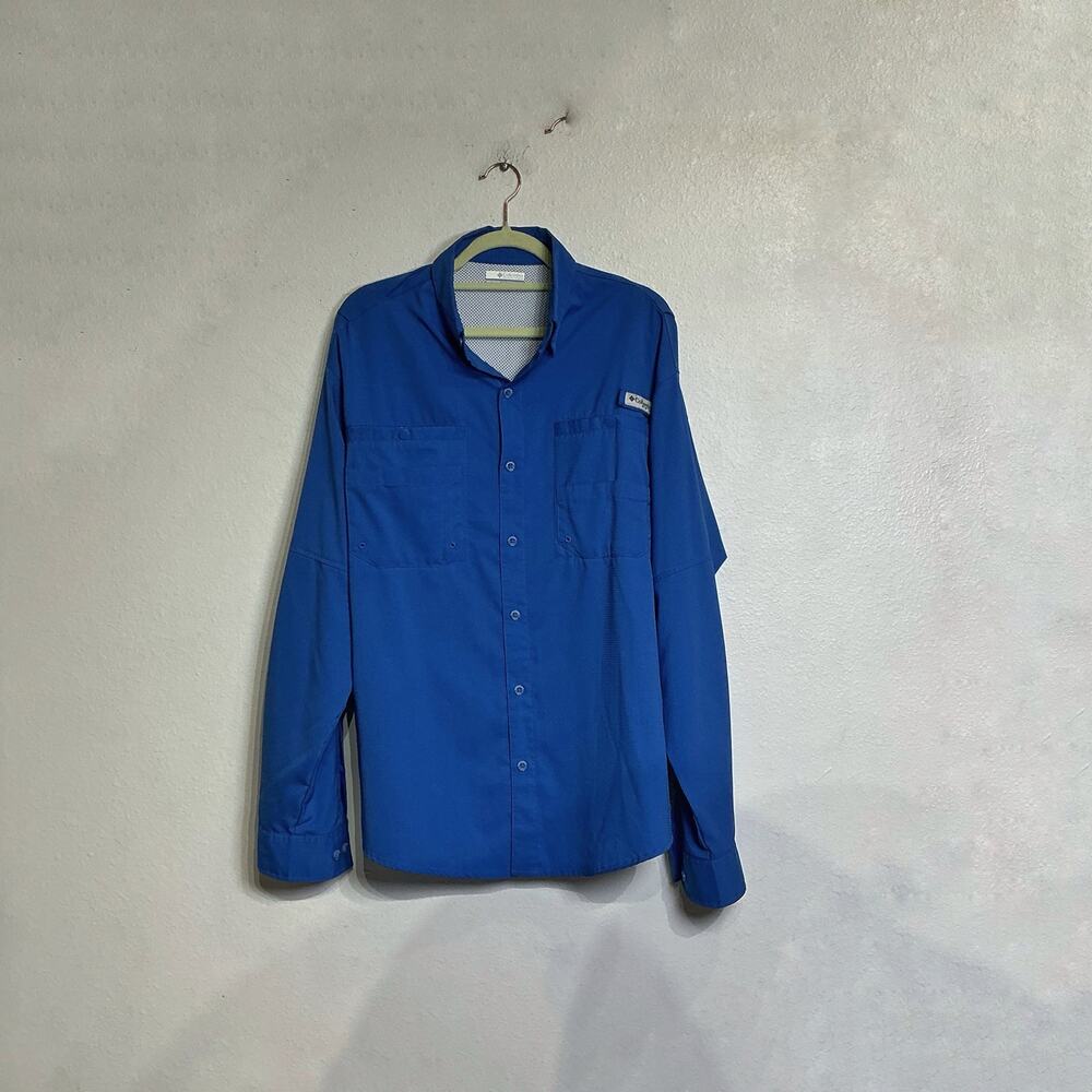 Columbia Blue PFG Omni Shade Long Sleeve ENLINK Midstream Fishing Shirt Sz M